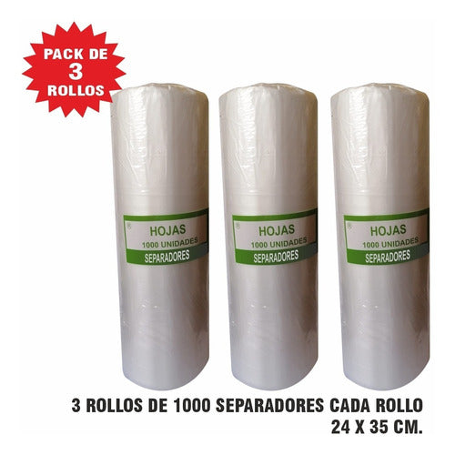 3 Rollos De Separadores X 1000 Unid. C/u De 24 X 35 Cm 1