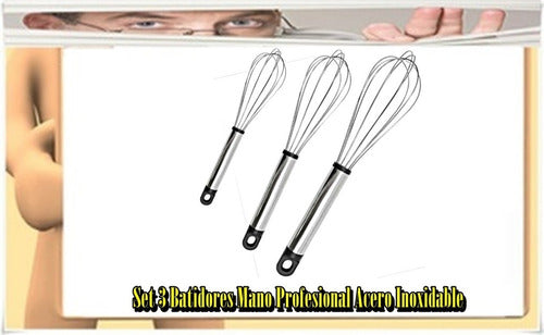 Professional 3-Piece Stainless Steel Hand Whisk Set 0