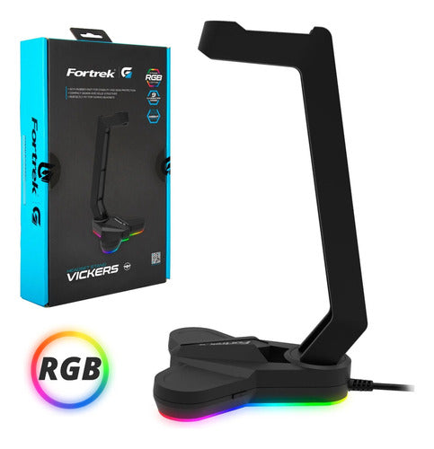 Suporte Base Fortrek Com Iluminação Rgb Fone Gamer Headset 1