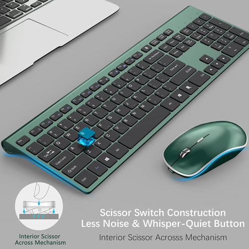 J JOYACCESS Wireless Keyboard and Mouse Combo, Full-Size Slim Rechargeable Keyboard 2