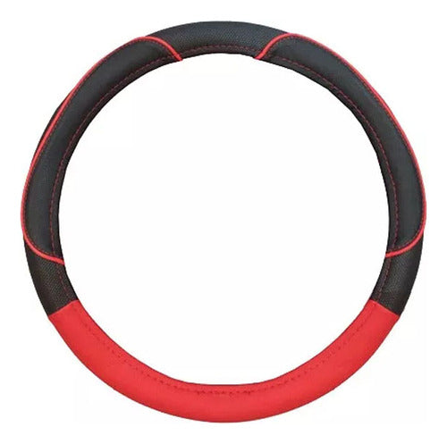 Iael Eco-Leather Steering Wheel Cover Black Red 0