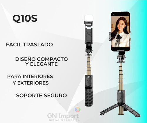 Monopod Palo Selfies Celular Bluetooth Tripode + Luz 3 Tonos 5