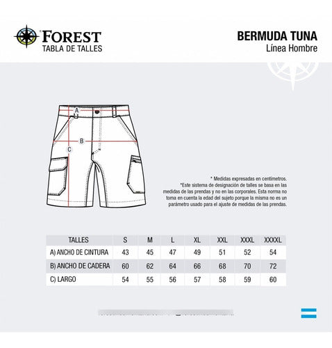 Forest Men's Quick Dry UV50+ Light Cargo Bermuda Shorts in Forest Tuna 1