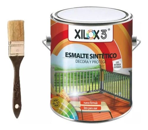 Combo Synthetic Enamel 4 In 1 Glossy Xilox3 Color 4 L + Brush 3