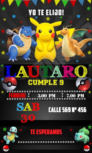 Invitacion Digital Pokemon Go Pikachu Personalizada Whatsapp 0