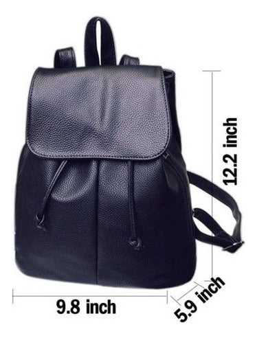 Las Mujeres Pu Casual Cuero Mochila Negro Viaje Bolso De La 2