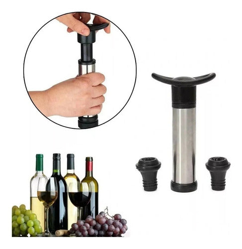 Macarons Bazar Vacuum Pump for Wine Bottle with 2 Stainless Steel Corks 0