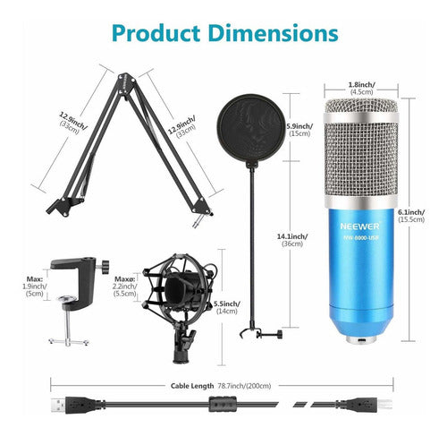 Microfono Neewer Nw-8000-usb Usb Kit 192khz/24bit Plug And P 1