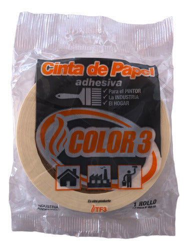 Color 3 Cinta De Papel Enmascarar Pintor Hogar 18 Mm X 40 Mt 0