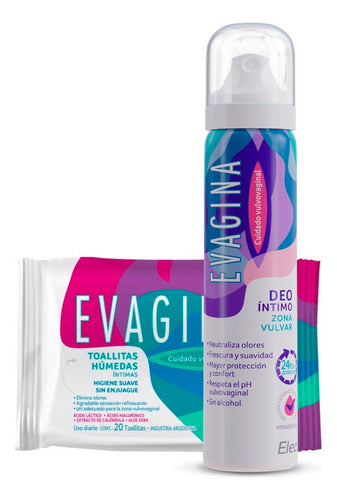 Evagina Combo Wet Wipes X20 + Intimate Deo X75ml 0