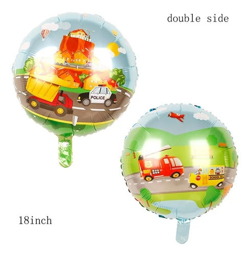 Globos Kit De 5 Vehiculos / Bomberos Incluye Camion 80 Cm 2