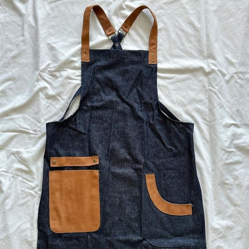 Cohen Textiles Unisex Jean Apron with Leather 2