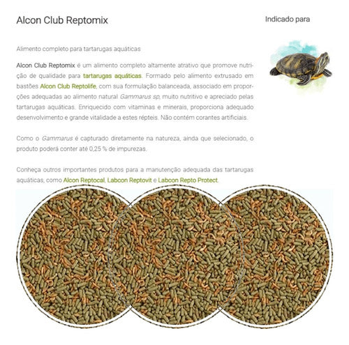 Ração Alcon Club Reptomix 60g Tartarugas Aquáticas Kit Co 3