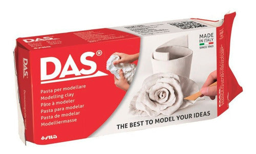 DAS White Air Dry Modeling Clay 150g with 3 Double-Sided Embossing Tools Set 5