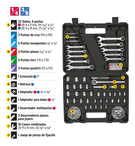 Pretul Juego De 100 Herramientas 1/4 Y 3/8 Para Mecánico 1