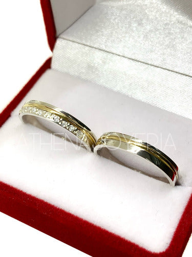 Athena Alianzas Anillos Plata Oro Boda Compromiso Casamiento Piedra 0