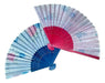 Silant 2 Hand-Painted Wooden Fans in Red and Blue with Organza 2