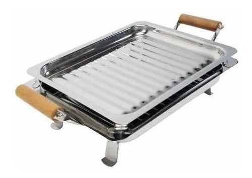 Stainless Steel Tabletop Brasero with Wooden Handles Grill for BBQ 1