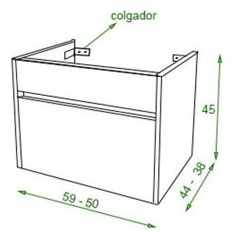 Genérica Mueble Para Baño Colgante De 60 Cm Con Mesada De Folding 3