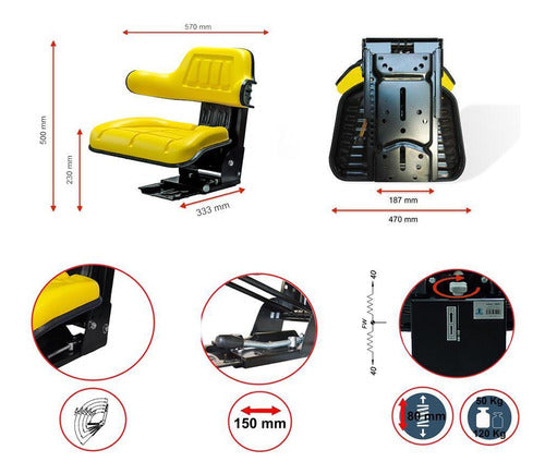 SINOMACH Tractor Seat with Kidney Support 3