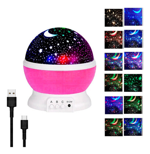 Star Moon RGB 360 USB Projector Night Light Lamp 4