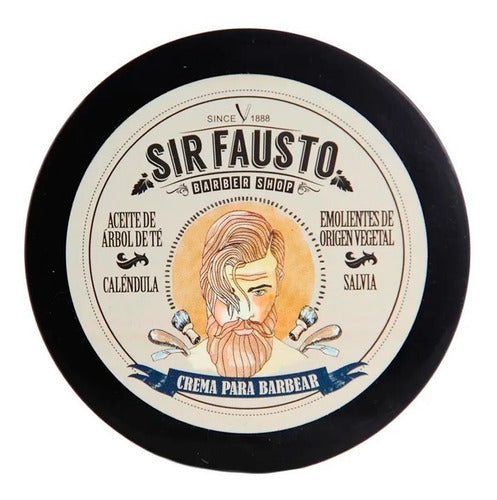 Sir Fausto Barber Shop Shaving Cream Kit + After Shave + Shaving Brush - Sir Fausto Kit Crema De Afeitar + After Shave Brocha 3C