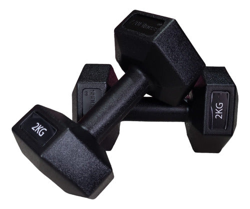 Tourmalhyn Hexagonal PVC Dumbbell Set 2 Kg for Functional Crossfit Gym 0