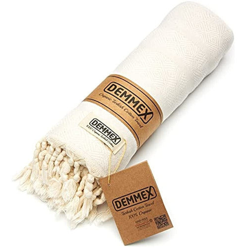 DEMMEX Certified 100% Organic Cotton & Organic Dyed XL Diamond Weave Turkish Towel 3