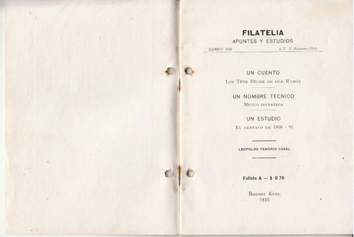 1935 Apuntes Y Estudios Filatelia De Leopoldo Tenorio Casal 1