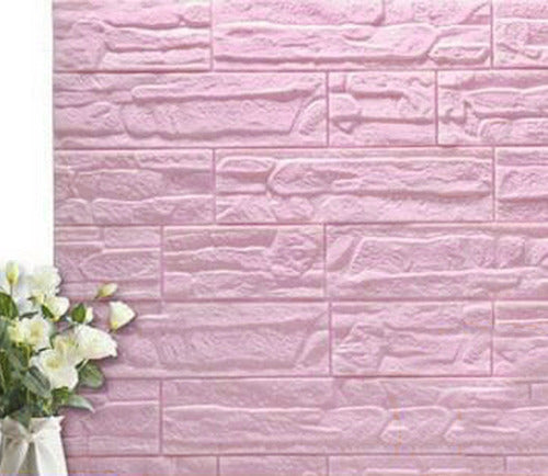 Placa Para Pared Autoadhesiva Pack 10u Diseño 3d Piedra Rosa 3