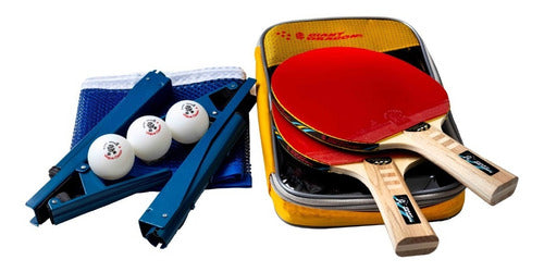 Giant Dragon Set Ping Pong 2 Paletas 3* + Red Soportes 3 Pelotas Y Funda 1