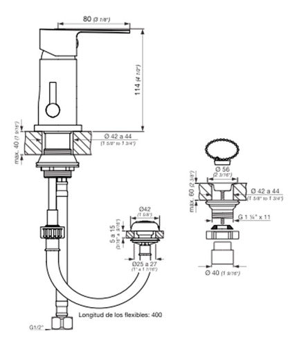 Monocomando Para Bidet Con Desague Fresia 2