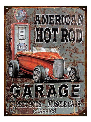 Club del Poster Cartel De Chapa Publicidad Antigua Hot Rod X237 0