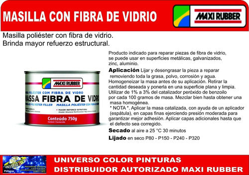 Masilla Poliester Con Fibra De Vidrio 750 Gms + Catalizador 1