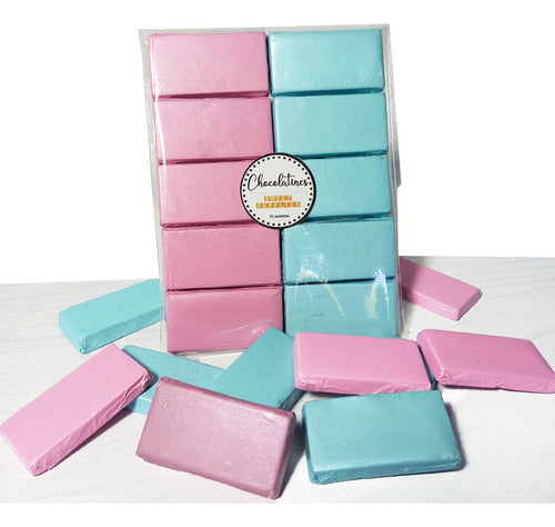 10 Chocolatines Lingote Rosa Celeste Souvenir Candy Bar 0