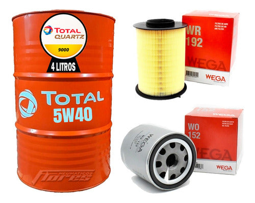 Total - Wega 10w40 Oil Change 4L + Ford Focus 2.0 Duratec Filter Kit 0