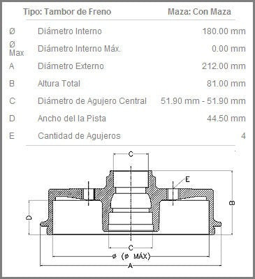 Campana De Freno Trasera  Fremax Citroen Zx 1.4 L 1991-1998 1