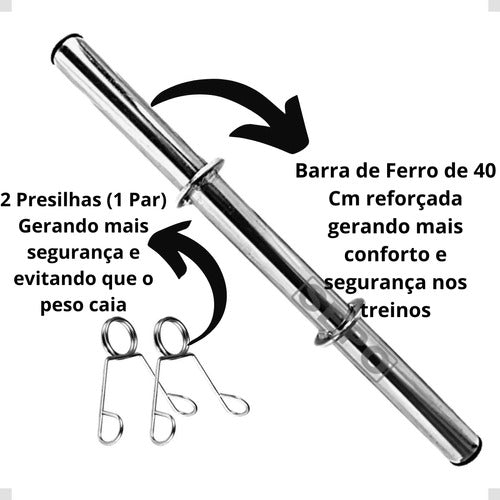 Kit Anilhas 1kg 4 Un E Barra 40cm Treino Academia Exercícios 1