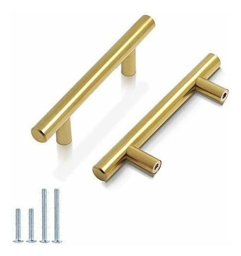 Tiradores De Mueble 127mm (76mm E/aguejros) Dorado X 10u 0