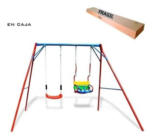 MHOGAR Double Infant Swing Set with Baby Swing and Board Swing 6