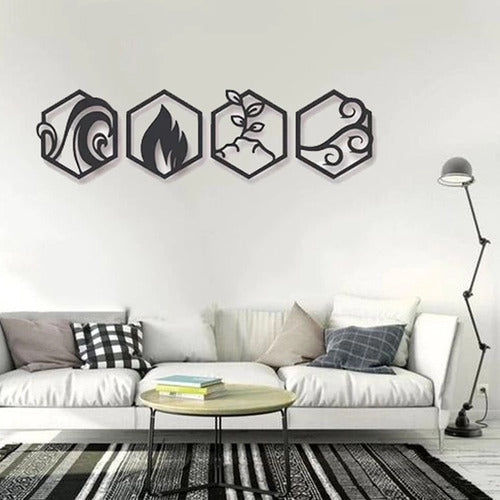 Decorative Wall Art Set - 4 Elements Laser Cut MDF Home Decor 0