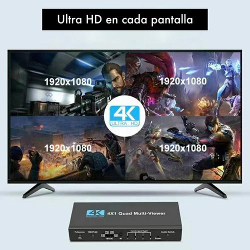 Segmentador De Pantallas 4x1 4k Hdmi Multi View Procesador 7