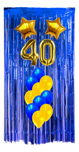 Party Pack Globos Boca Cortina Números Fútbol Azul Dorado Amarillo 0