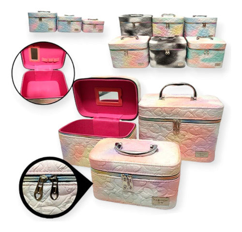 JALÚ BAZAR Cosmetic Case Set X 3 Rectangular Iridescent 0