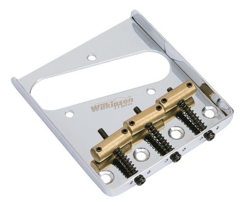 Wilkinson WOT01 Telecaster Bridge 3 Brass Saddles Chrome Plated 0