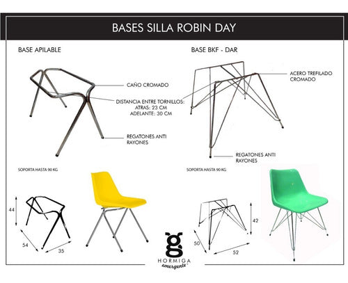 Hormiga Emergente Base Pata Para Silla Apilable Robin Day Cromada Pata 4