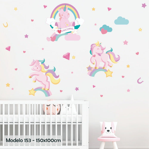 Children's Unicorn Rainbow Flower Decorative Wall Decals 5
