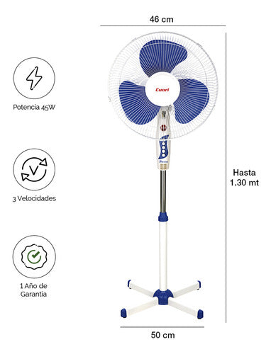 Cuori Brezza Pack of 2 Adjustable Pedestal Fans with 3 Speeds 45W 2