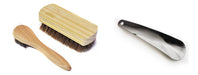 Generic Wooden Shoe Polishing Brushes Kit + 15 cm Metal Shoehorn 0