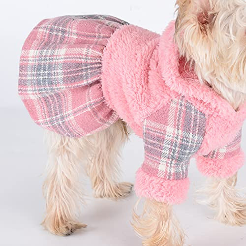 Sebaoyu Cute Winter Dog Dress Hoodie Fleece Lined Warm 2